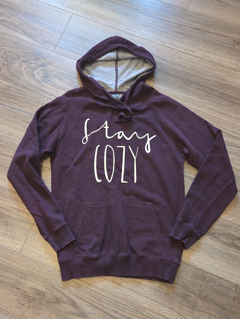 Heritage Stay Cozy V-Neck Hoodie Sweater in Deep Plum